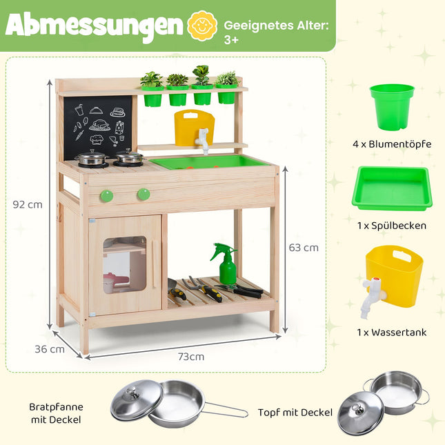 Children's Mud Kitchen with Chalkboard & Faucet