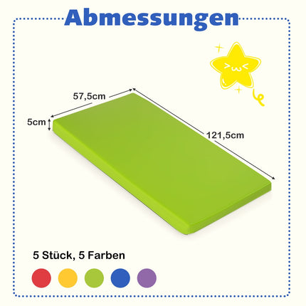Children's Nap Mats Set of 5 – Foam, Waterproof, Non-Slip