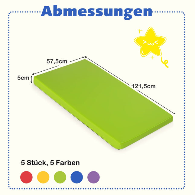 Children's Nap Mats Set of 5 – Foam, Waterproof, Non-Slip