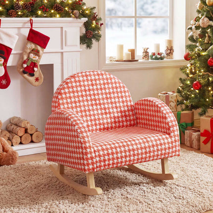 Children's Orange Rocking Chair with Teddy Velvet Fabric