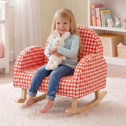 Children's Orange Rocking Chair with Teddy Velvet Fabric