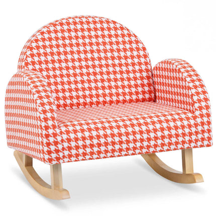 Children's Orange Rocking Chair with Teddy Velvet Fabric
