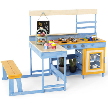 Children's Outdoor Mud Kitchen with Picnic Table – Fir Wood