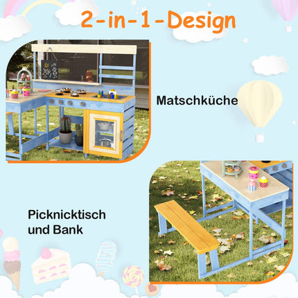 Children's Outdoor Mud Kitchen with Picnic Table – Fir Wood