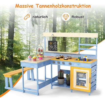 Children's Outdoor Mud Kitchen with Picnic Table – Fir Wood