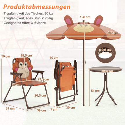Children's Outdoor Picnic Set with Umbrella and 2 Chairs