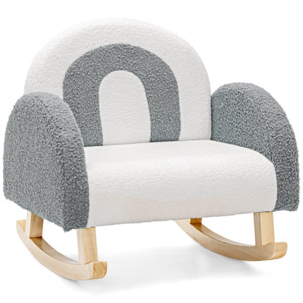 Children's Padded Rocking Chair with Solid Wood Legs Gray