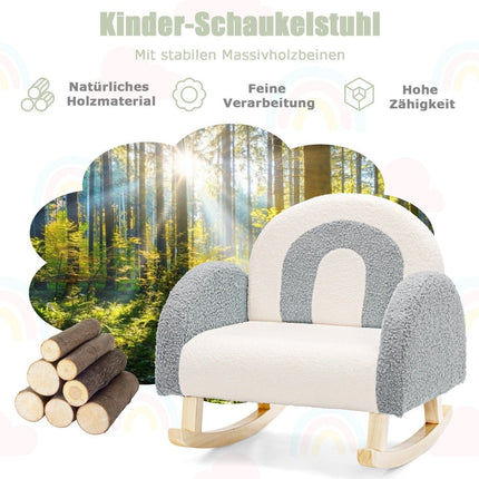Children's Padded Rocking Chair with Solid Wood Legs Gray