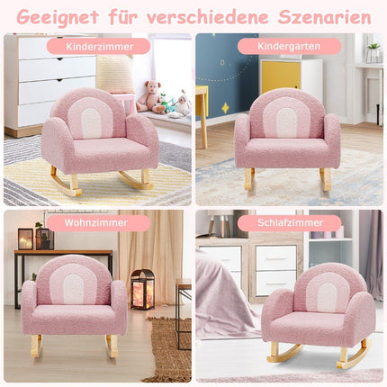 Children's Padded Rocking Chair with Solid Wood Legs Pink