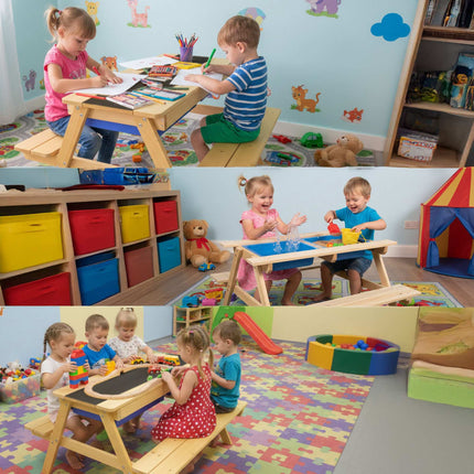 Children's Picnic Bench with Chalkboard & Sand Tubs