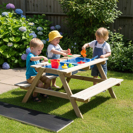 Children's Picnic Bench with Chalkboard & Sand Tubs