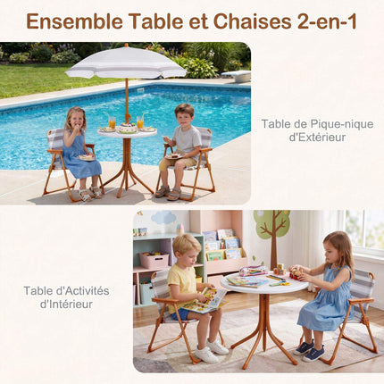 Children's Picnic Table Set with Adjustable Parasol