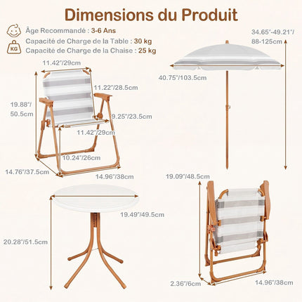 Children's Picnic Table Set with Adjustable Parasol