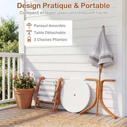 Children's Picnic Table Set with Adjustable Parasol