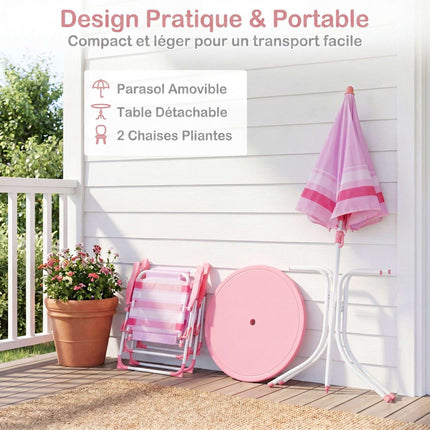 Children's Picnic Table Set with Adjustable Parasol, Red