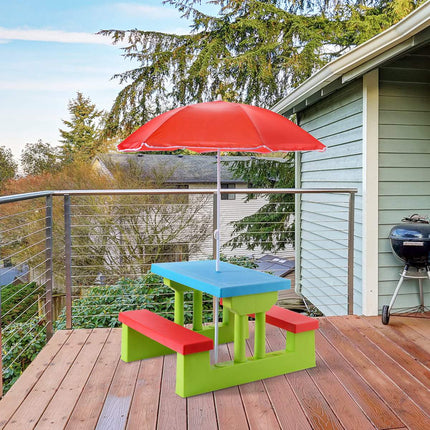 Children's Picnic Table Set with Umbrella, 4 Seats