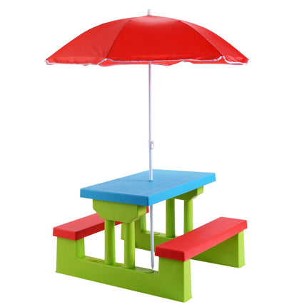 Children's Picnic Table Set with Umbrella, 4 Seats