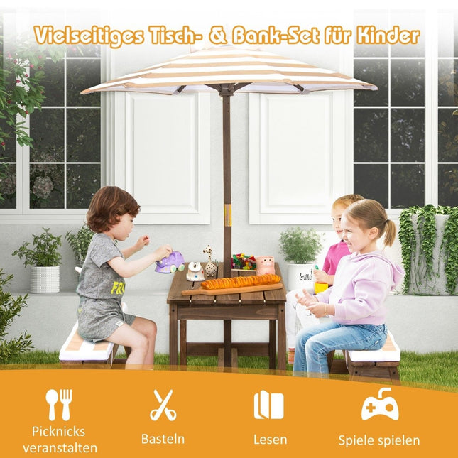 Children's Picnic Table Set with Umbrella & Benches