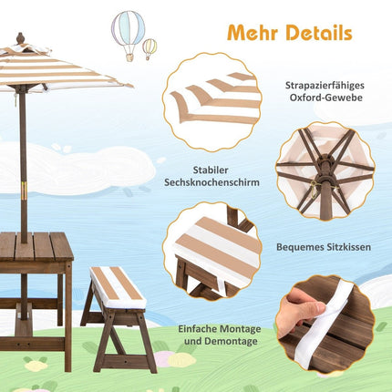 Children's Picnic Table Set with Umbrella & Benches
