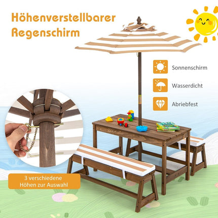 Children's Picnic Table Set with Umbrella & Benches