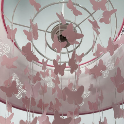 Children's Pink Butterfly Pendant Lamp with Mobile
