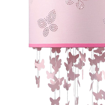 Children's Pink Butterfly Pendant Lamp with Mobile