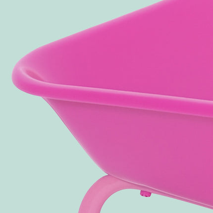 Children's Pink Metal Wheelbarrow – Rubber Wheel, Handles
