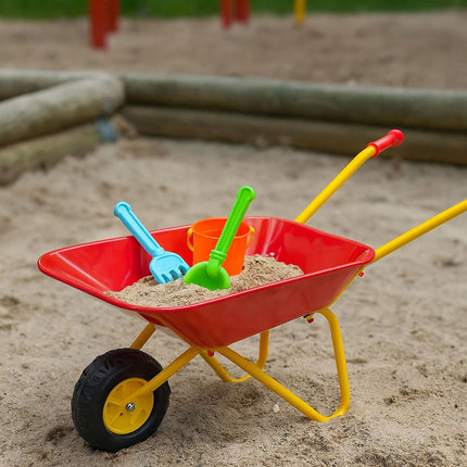 Children's Pink Metal Wheelbarrow – Toy Gardening Tool