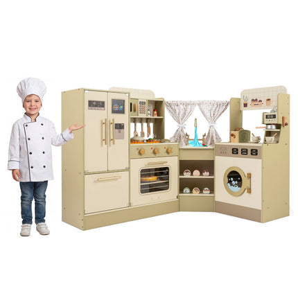 Children's Play Kitchen Set with Faucet & Dishwasher