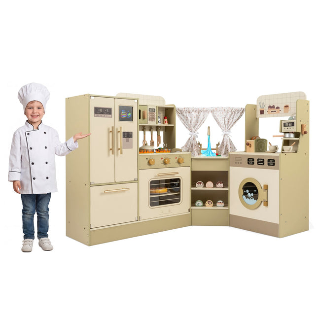 Children's Play Kitchen Set with Faucet & Dishwasher