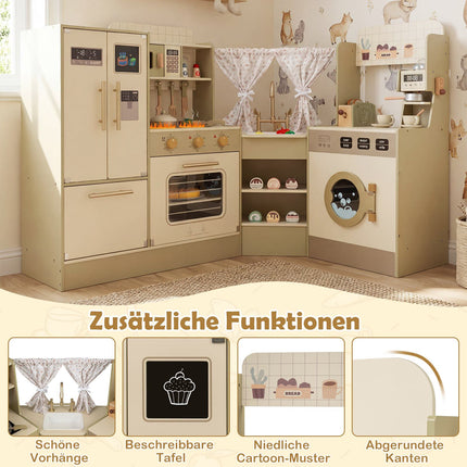 Children's Play Kitchen Set with Faucet & Dishwasher