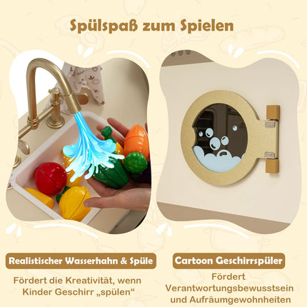 Children's Play Kitchen Set with Faucet & Dishwasher