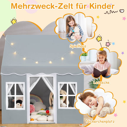 Children's Play Tent with Star Lights & Mesh Curtains