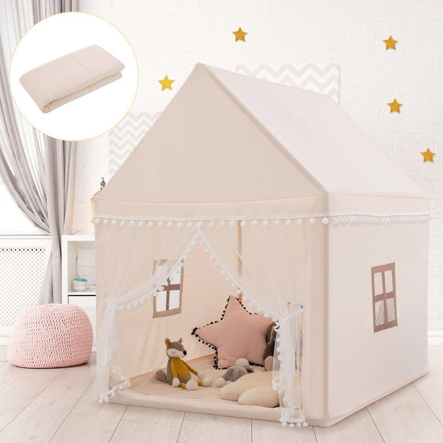 Children's Playhouse Tent, Beige/Brown, 120x105x140 cm