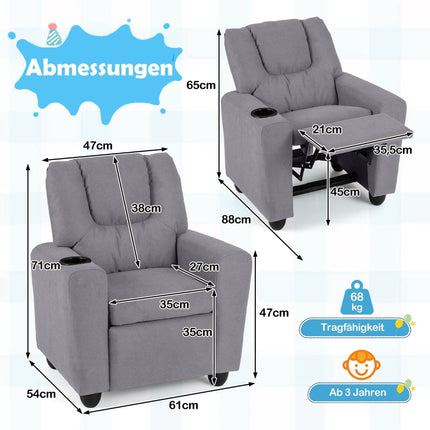 Children's Recliner Chair with Adjustable Back & Footrest