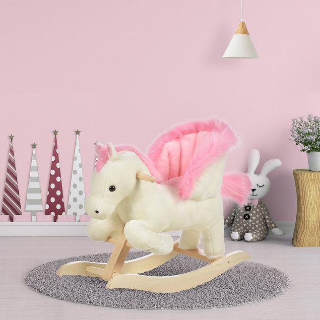Plush rocking horse with sound and handle, 18-36 months