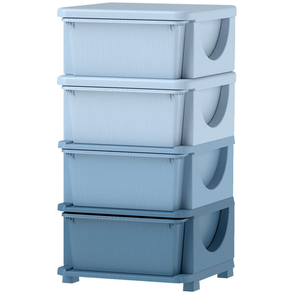 Children's blue 4-tier toy organizer chest of drawers