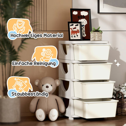 Toy storage, 4 tier cream white drawers