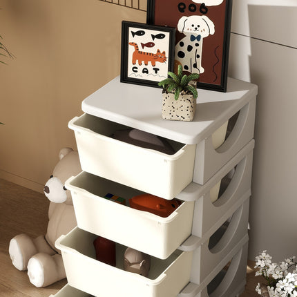 Toy storage, 4 tier cream white drawers