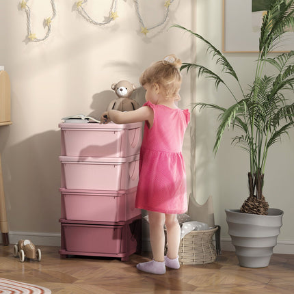 Kids Room 4 Tier Toy Organizer - Pink Storage Box