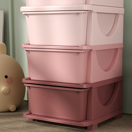 Kids Room 4 Tier Toy Organizer - Pink Storage Box