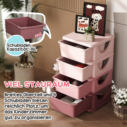Kids Room 4 Tier Toy Organizer - Pink Storage Box