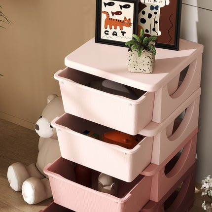 Kids Room 4 Tier Toy Organizer - Pink Storage Box