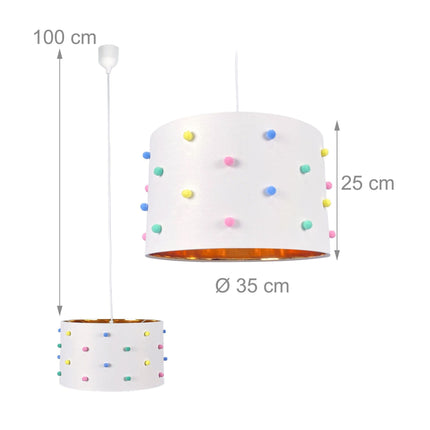 Children's Room Lamp with Colorful Pom Poms