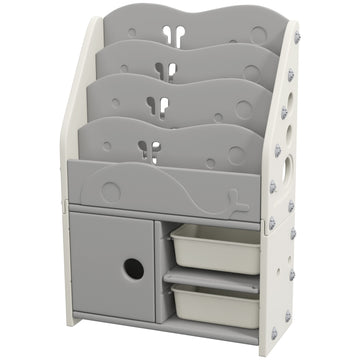 Children's shelf with 2 storage drawers - 4-tier organizer