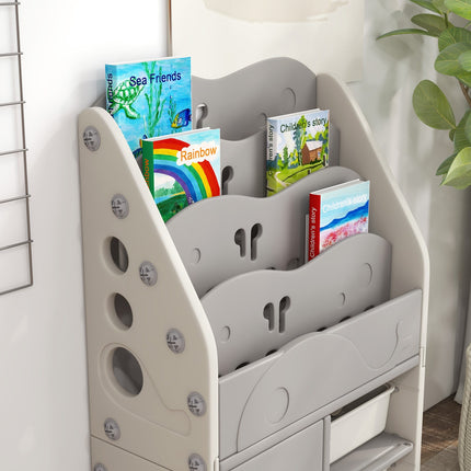 Children's shelf with 2 storage drawers - 4-tier organizer
