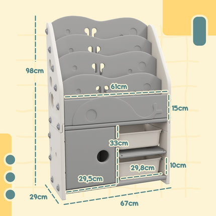 Children's shelf with 2 storage drawers - 4-tier organizer
