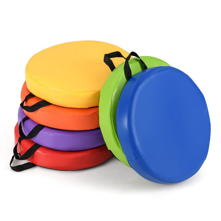 Children's Round Floor Cushions Set of 6, 35x35 cm, Easy-Clean