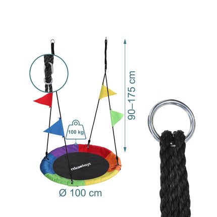Children's Round Nest Swing with Bunting