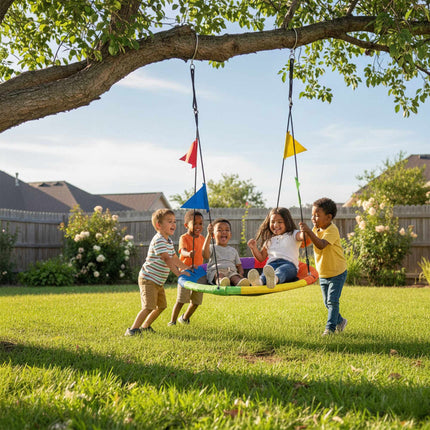 Children's Round Nest Swing with Bunting